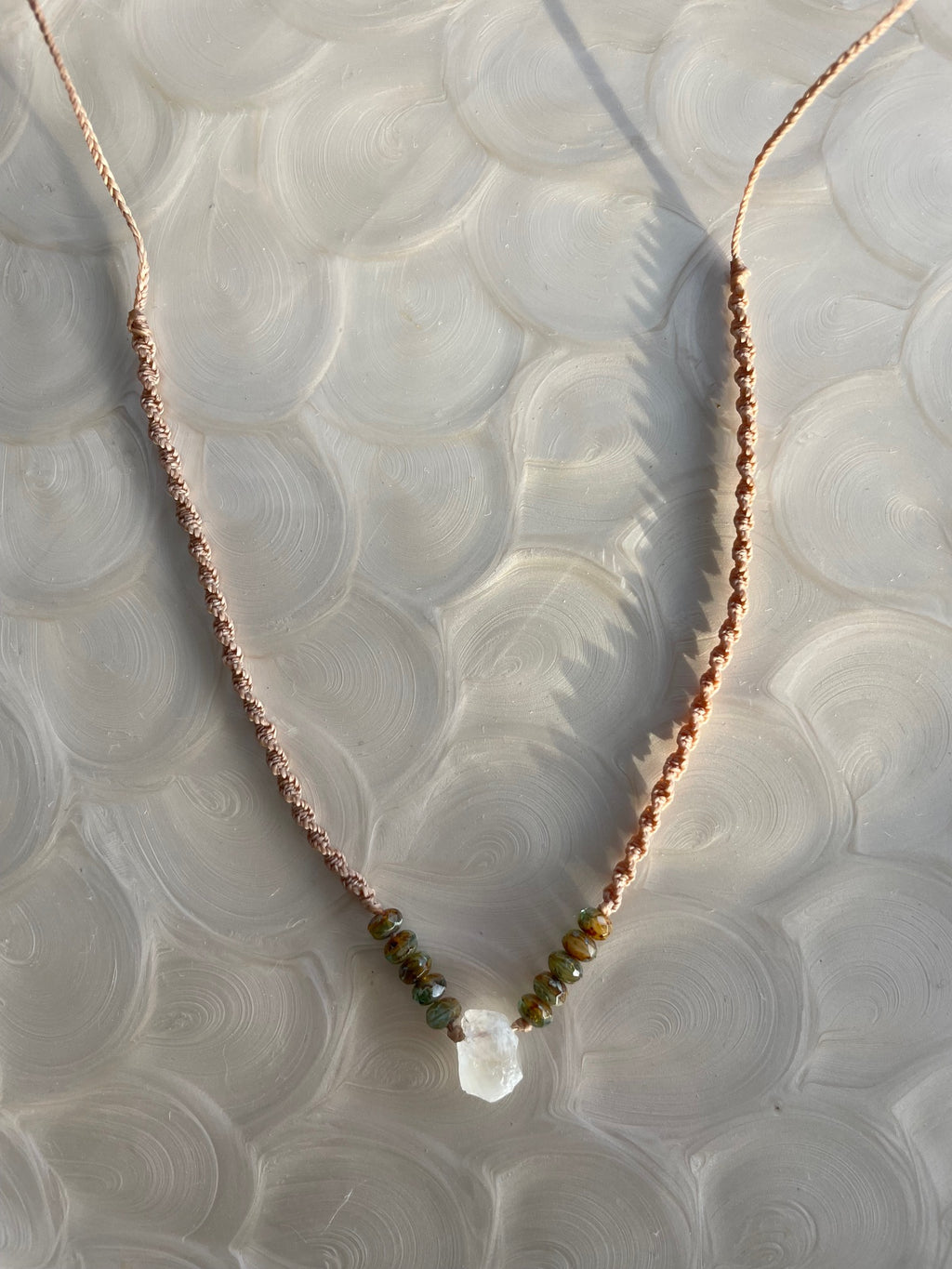 Moonstone meets Forest Macrame Necklace