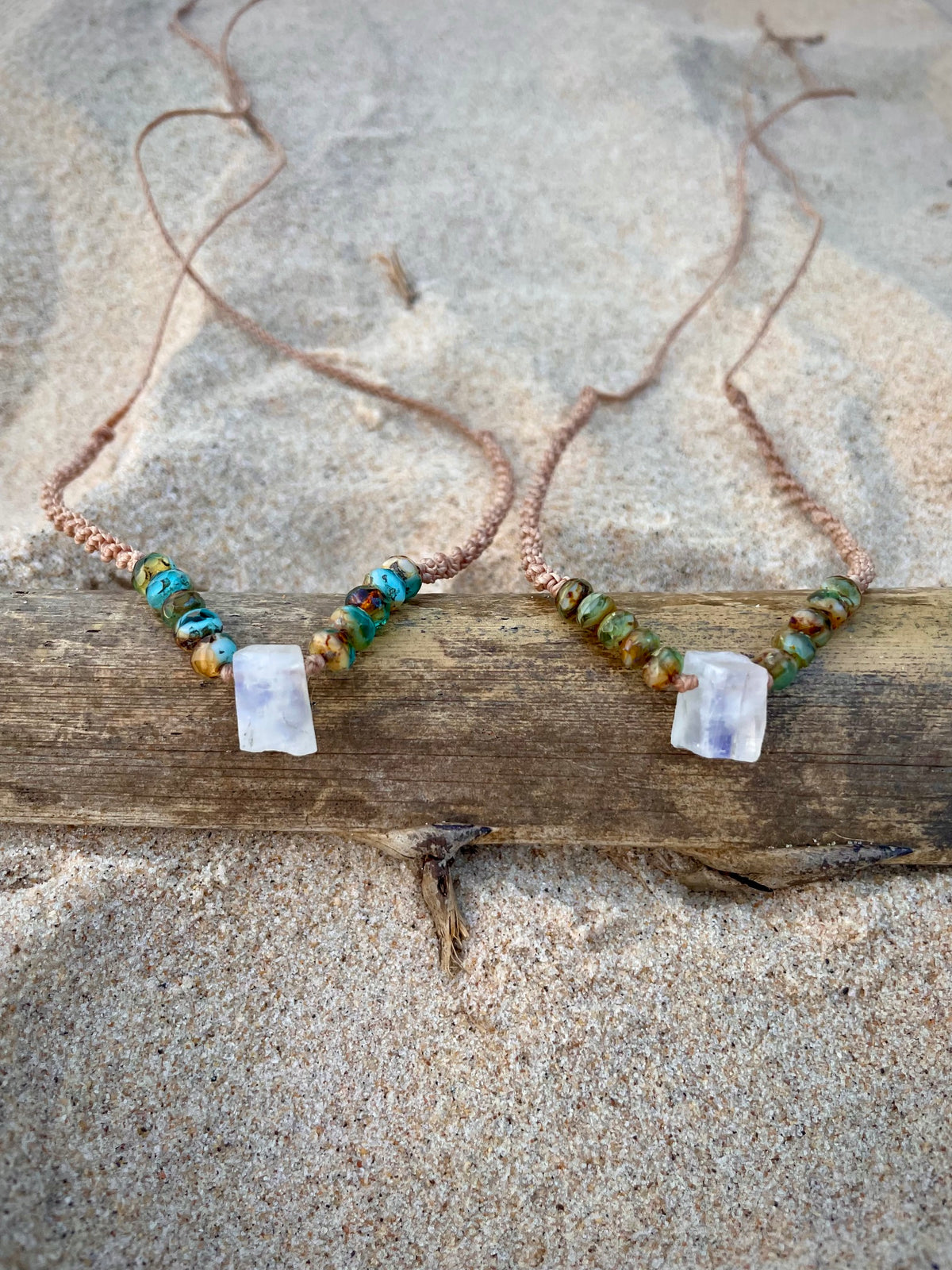 Moonstone meets Forest Macrame Necklace