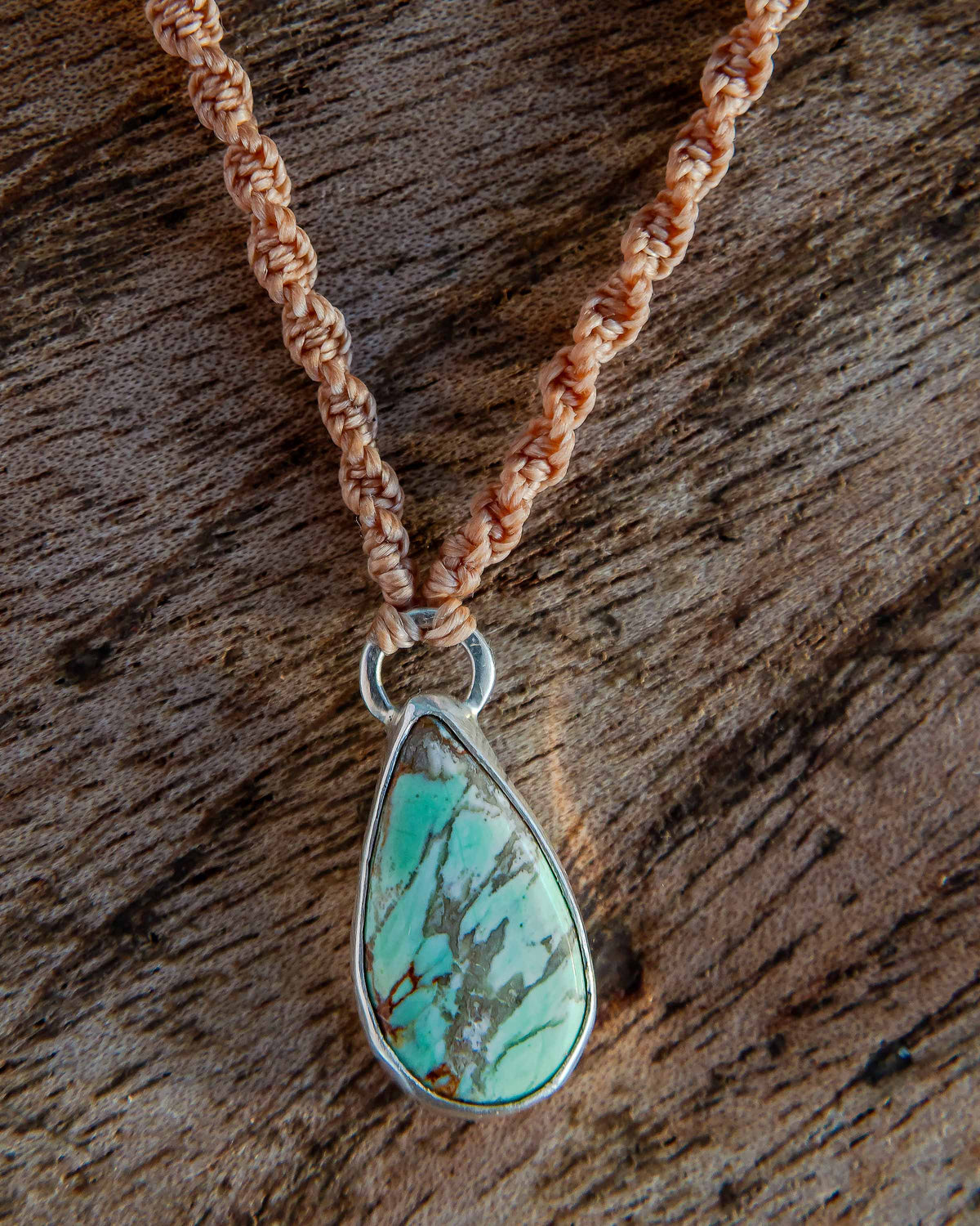 Australian Variscite Pendant with Macrame Necklace