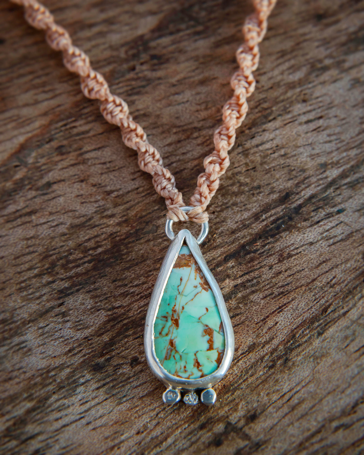 Australian Variscite Pendant with Macrame Necklace