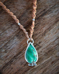 Australian Variscite Silver Pendant with Macrame Necklace