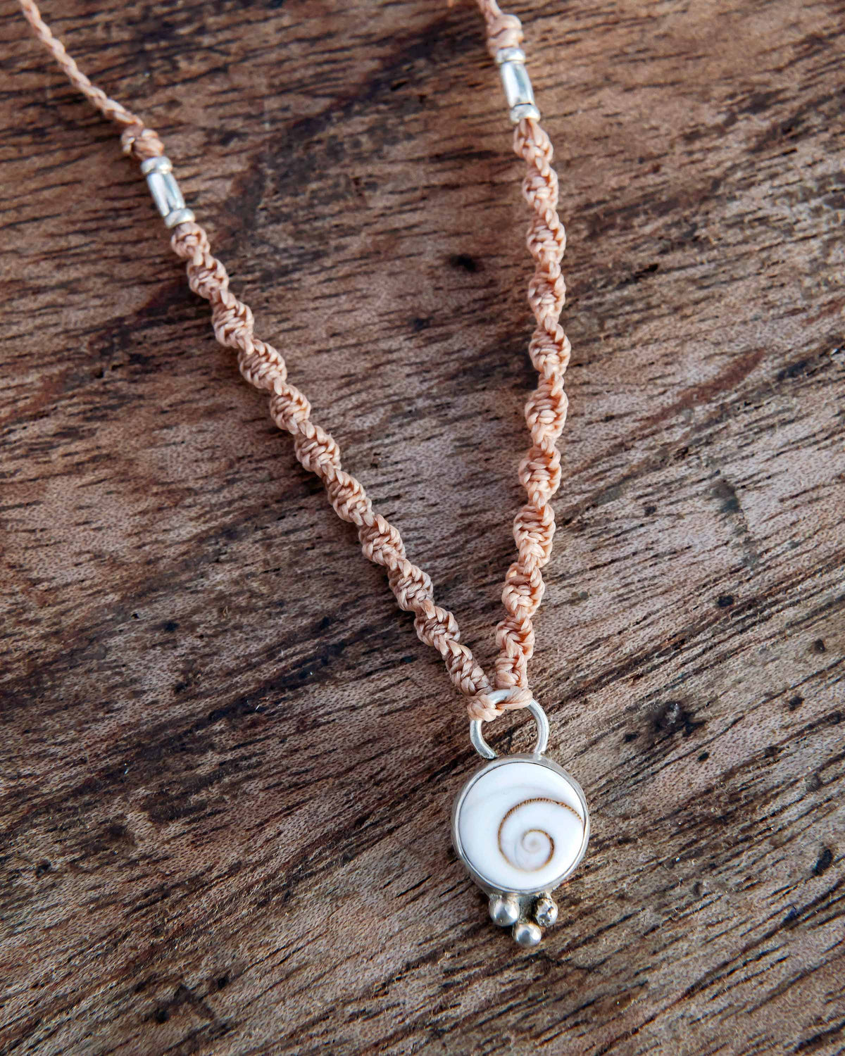Spiral Silver Operculum Necklace