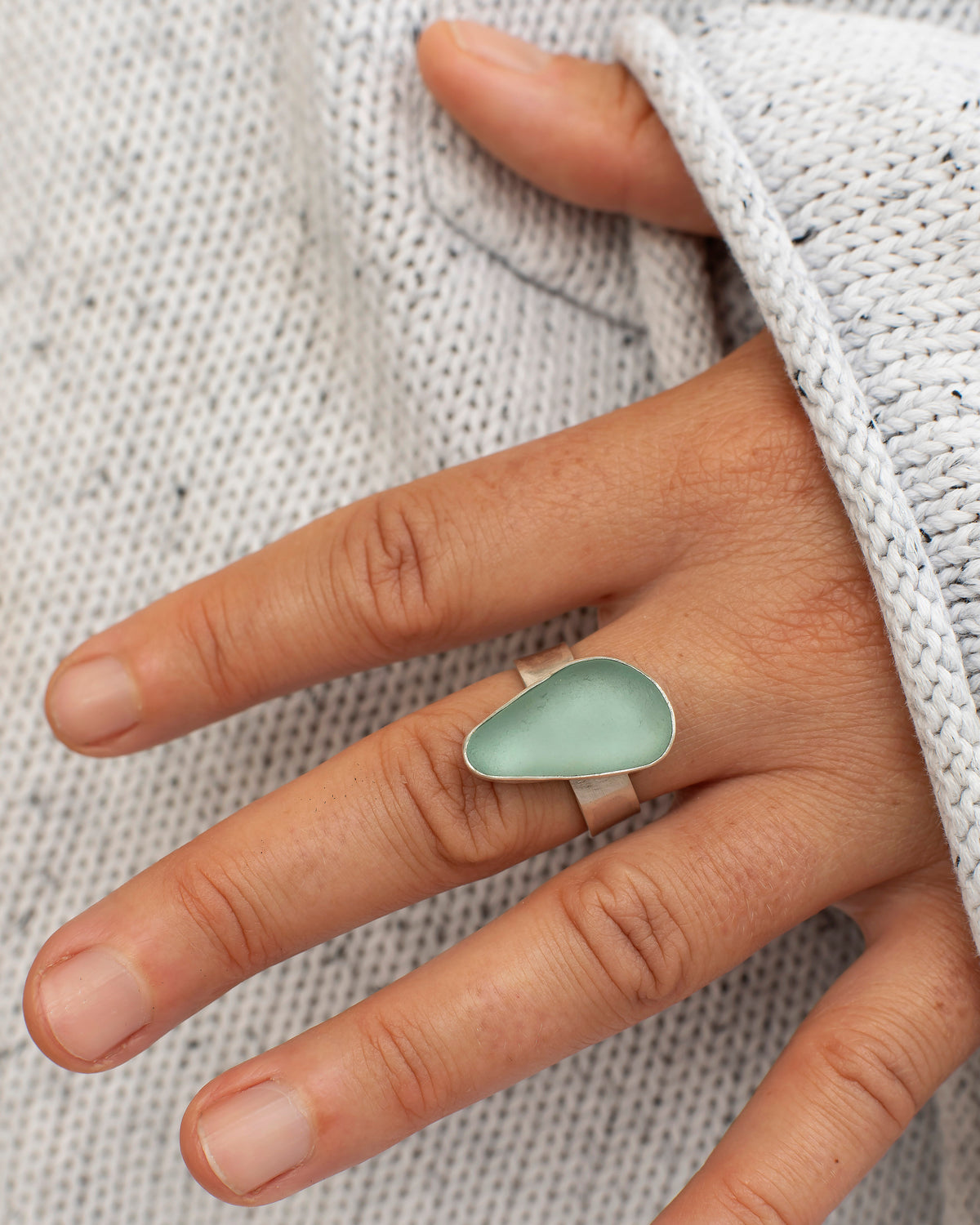 Turquoise Seaglass Silver Ring