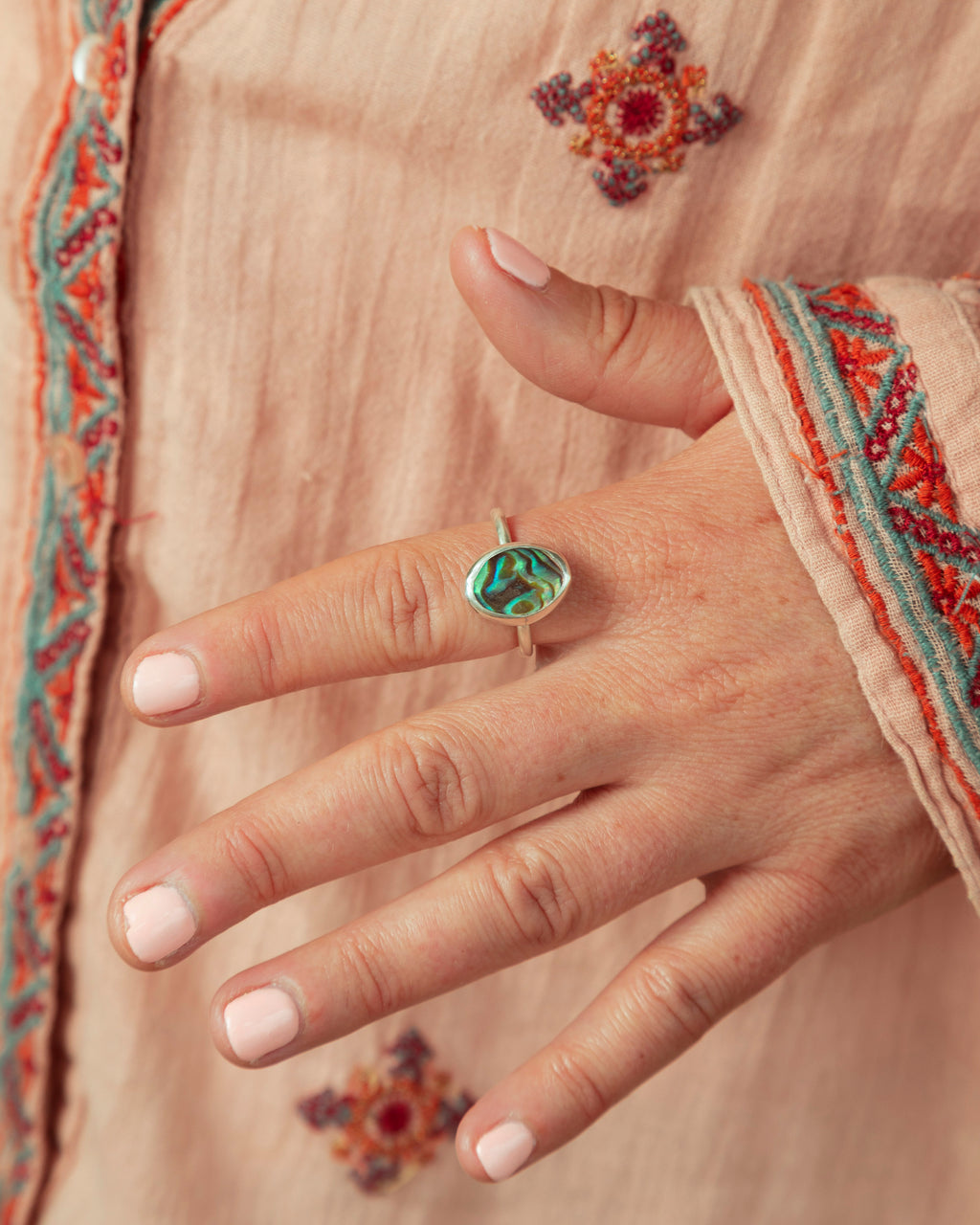 Abalone Shell Silver Ring