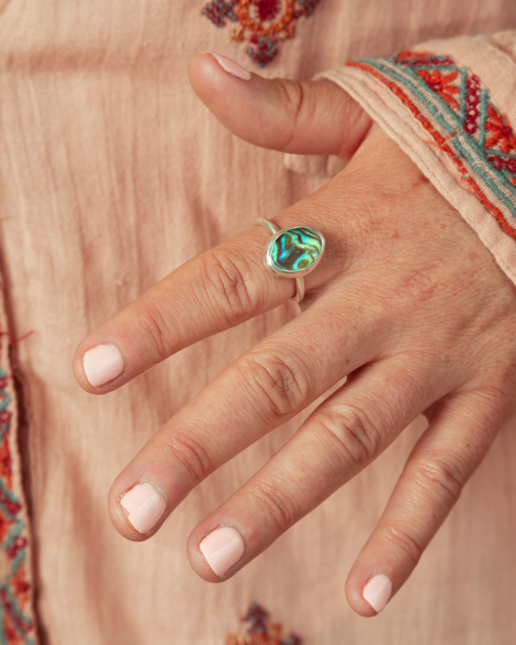 Abalone Shell Silver Ring